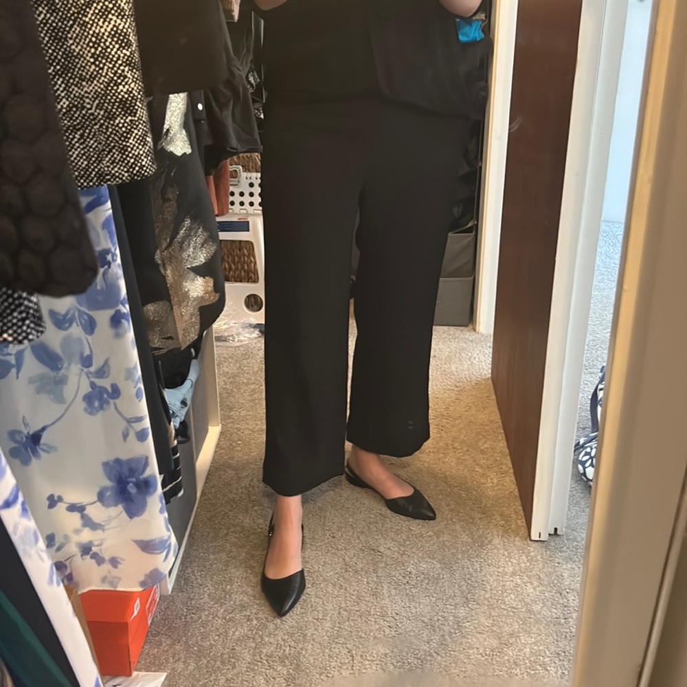 Loft Black wide leg work trousers - elastic waist XXS Petite